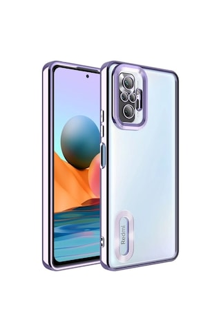 Xiaomi Redmi Note 10 Pro Kılıf Kamera Korumalı Logo Gösteren Zore Omega Kapak Lila