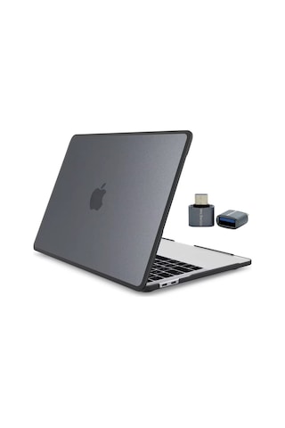 Apple Uyumlu MacBook Air 13.6 M5 M4 M M2 Outdoor Shockproof Hibrit Hard Case Tpu Bumper Anti Fingerprint Kılıf Siyah