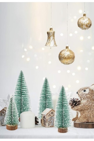 3 Lü Set Nevada Mini Çam Ağacı Uçlarına Kar Yağmış Karlı Yılbaşı Hediyesi 15 - 12 - 8 Cm