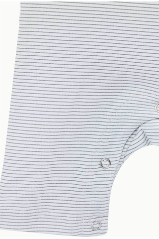 Boumini Bebek Kısa Kollu Şort Tulum Gri Çizgili Doğal Kumaş Pamuk