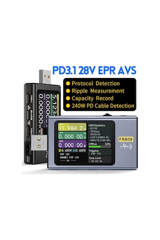 Fnb58-bt Bluetooth Usb Voltmetre Ampermetre Test Cıhazı