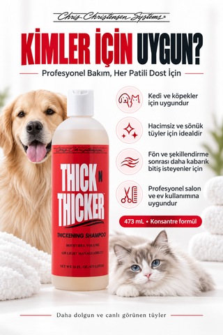Chris Christensen Thick N Thicker Hacim Ve Kabarıklık Veren Kedi Köpek Şampuanı 473 Ml
