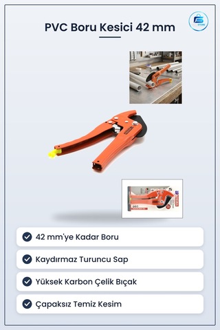 Pvc Boru Kesme Makası 42 Mm Turuncu Kaydırmaz Saplı Ppr Plastik K