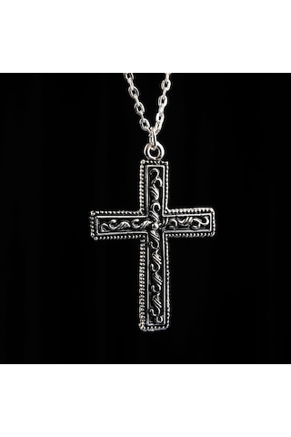 Vintage Büyük Haç Işareti Erkek Kolye Takı Aksesuar K24 T5