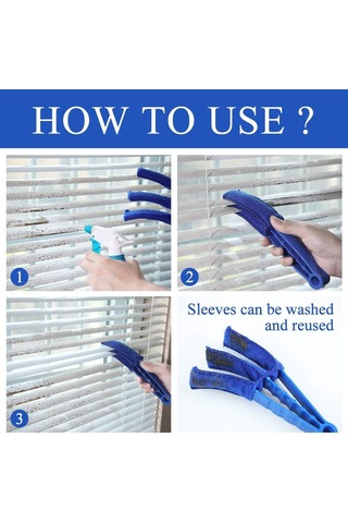 Pencere Perdesi Temizleyici Toz Alma Fırçası 5 Mikrofiber Kılıflı
