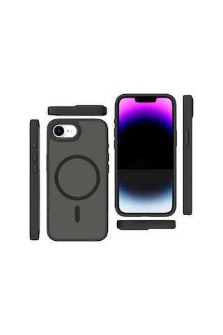 Joko - 951 - Apple iPhone Uyumlu 17e Megane Magsafe Kapak - Csmo-tex - - Siyah Sıyah