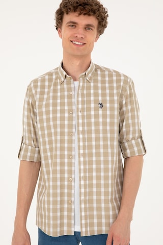 U.s. Polo Assn. Erkek Açık Haki Gömlek Desenli 50288665-vr183 Açık Haki