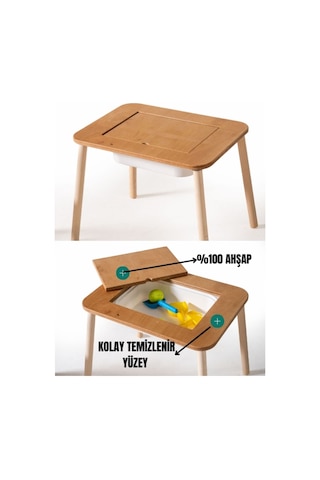 Montessori Hazneli Aktvite Masası Ahşap