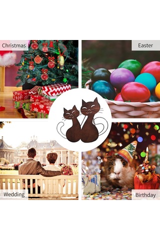 Wezone Rustik Bahçe Dekoru - Çift Kedi Figürlü Dayanıklı Metal Heykel 35cm