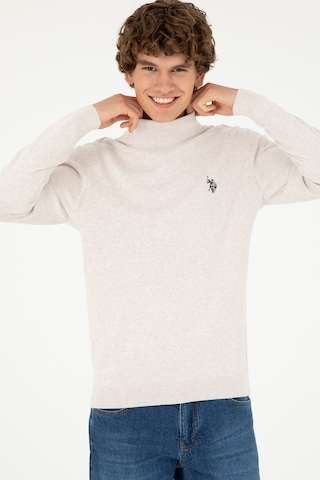 U.S. Polo Assn. Erkek Slim Fit Yarım Boğazlı Taş Melanj Basic Kazak 50293499-VR225