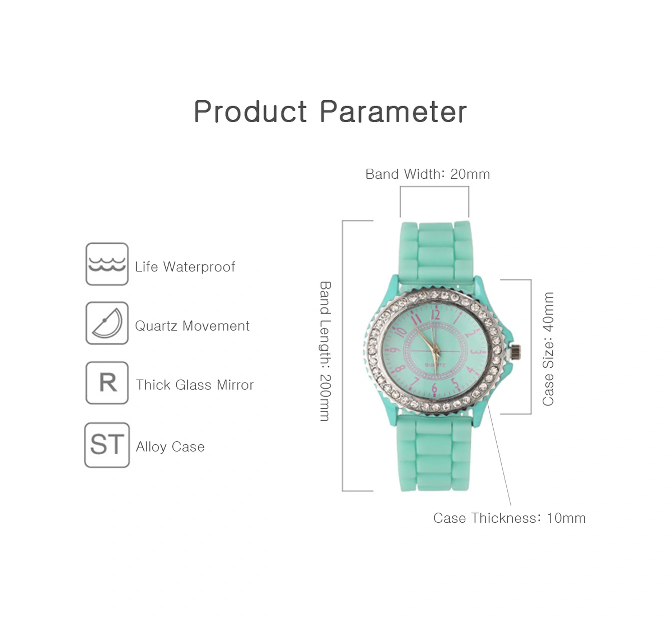 Xindoker Bayanlar İçin Klasik Kuvars Saat, Silikon Kordon, Hafif Ve Rahat, Günlük Suya Dayanıklı, İşaretçi Tipi, Pembe Rengi Rose