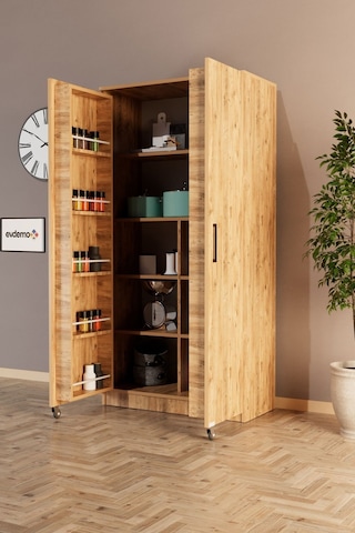 Evdemo Eva 2 Kapaklı Erzak Kiler Dolabı Atlantik Çam