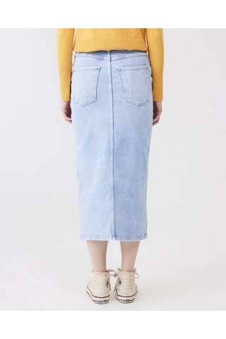 Irene Yırtmaçlı Açık Mavi Jean Etek Açık Mavi