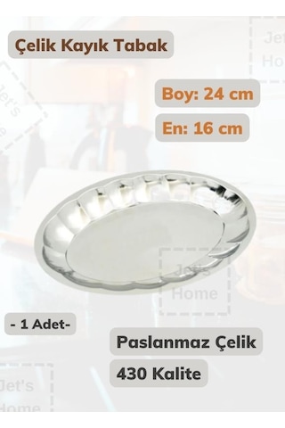 Dilimli Kayık Tabak 24 Cm No: 2 Paslanmaz Çelik Tabak Metalik Gri