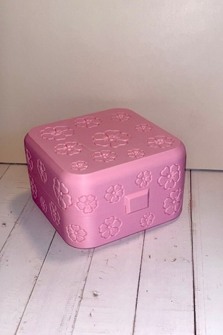 Pembe Çiçek Kabartmalı Takı Ve Mücevher Kutusu - Bölmeli Küpelik Yüzüklük Organizer 88x183x33 Mm Pembe