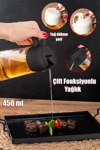 Porsima Alk-3159 Çok Amaçlı Cam Sprey Şişe Yağlık Yağdanlık Siyah
