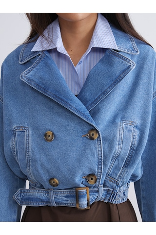 Lcw Modest İndigo Oversize Kadın Jean Ceket Xl-2xl