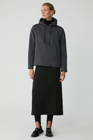 Ethıquet Pıper Kadın Içi Polarlı Yumuşacık Comfort Fit Kapüşonlu Kanguru Cepli Antrasit Sweatshirt