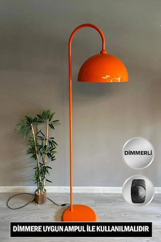 Dimmerli Işığı Ayarlanabilen Işığı Artırılıp Azaltılabilen Turuncu 6901 Hareketli Başlık Metal Lambader Turuncu