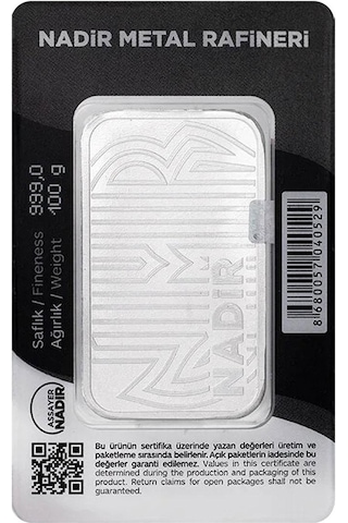 Nadirgold 100 Gr Gümüş Külçe