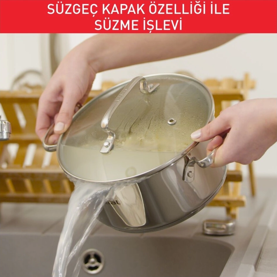 Tefal Duetto İndüksiyon Tabanlı 8 Parça Çelik Tencere Seti Çelik