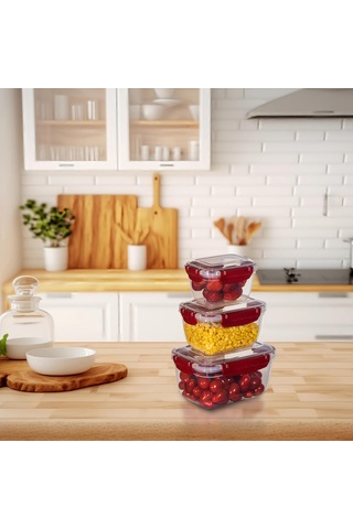 3'lü Master Dikdörtgen Saklama Kabı 550 ML - 1000 ML - 1800 ML 001