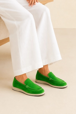 Sovenso Evolve Hakiki Deri Yeşil Süet Loafer