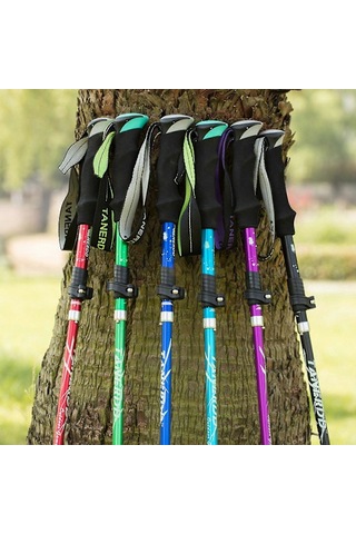 5 Parçalı Katlanır Yürüyüş Bastonu Naturehike Antishock Mavi 95-110cm Mavi Çok Renkli