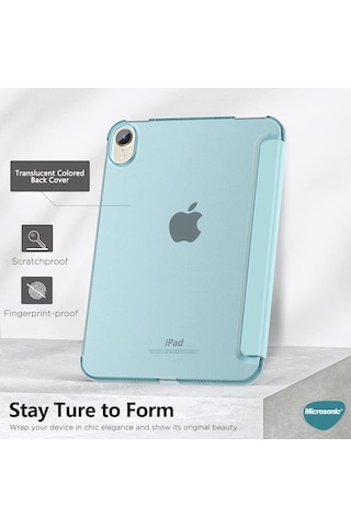 Microsonic Apple Uyumlu iPad Mini 7 Kılıf A2993-a2995 Slim Translucent Back Smart Cover Tablet Kılıfı