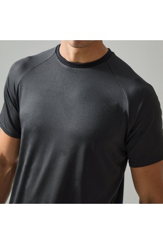 Nature The Brand Siyah Reglan Kısa Kol Spor Tişört Siyah - Antrasit