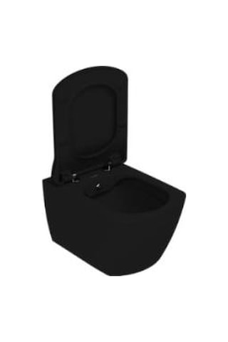 Eg321 Elegant Rim-off Kanalsız Duroplast Yavaş Kapanan Klozet Kapaklı Kömür Karası Mat Siyah Set Siyah