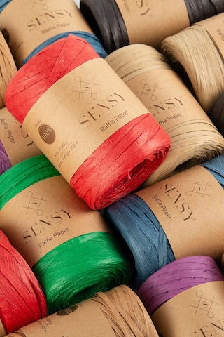 Sensy Premium 400 Metre Rafya Ip Çanta Ipi Raffia Ip Kağıt Ip Supla Ipi 250 Gram Mavi