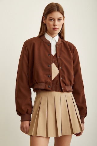 Never More Astarlı Çıt Çıtlı Mont Kahve Kahverengi