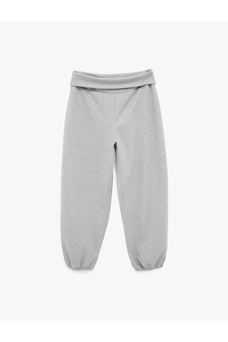 Koton Beli Katlı Rahat Kalıp Modal Karışımlı Şardonlu Jogger Eşofman Altı Kar Melanj 6sal40086ık Gri Melanj