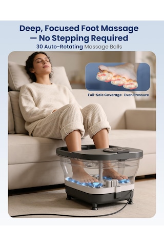 Comfıer Elektrikli Ayak Spa Masaj Aleti, Isı Ve Otomatik Döner Masaj, Ayarlanabilir Sıcaklık, 180 Çevresel Su Püskürtme, Büyük Led Ekran, Çıkarılabilir Masaj Plakaları, Aile İçin Hediye