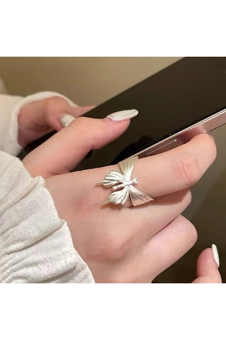 Kadınlar İçin Özel Olarak Tasarlanmış Benzersiz Düz Bantlı Yüzük No.16 Çok Renkli