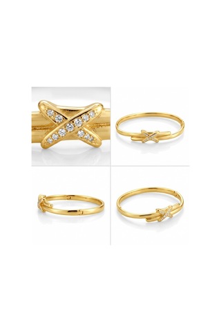 Kadın Gold Yeşil Baget Taşlı Ayarlanabilir Yüzük - Premium Çelik Zirkon Taşlı
