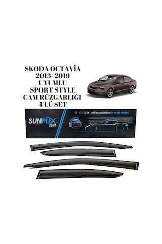 Skoda Octavia 2013 2014 2015 2016 2017 2018 2019 İle Uyumlu Sport Style Cam Rüzgarlığı 4lü Set Sunplex