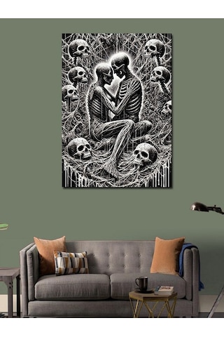 Kanvas Tablo İskelet Aşkı Ve Ölüm 50cmx70cm