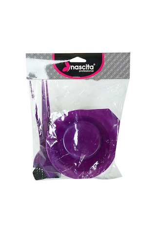 Nascita Saç Boyama Tası Fırça Tarak Seti 4'lü Mor