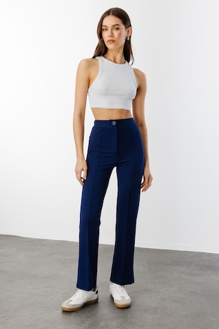 Genius Store Kadın Yüksek Bel Toparlayıcı Ispanyol Paça Palazzo Pantolon Pantolon-003 Lacivert