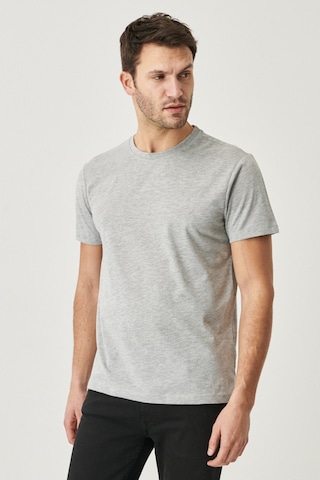 Ac&Co / Altınyıldız Classics Erkek Slim Fit Bisiklet Yaka 2'li Düz Tişört Paketi Gri Melanj