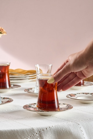 Karaca Rosetta 12 Parça 6 Kişilik Çay Bardağı Seti çok renkli