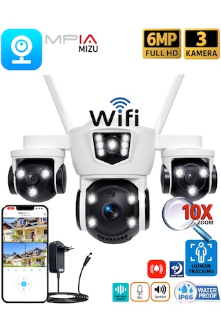 Mpıa Mızu 6mp Üç Kameralı 10x Dijital Zoom Gece Görüş Wifi Sesli Türkçe