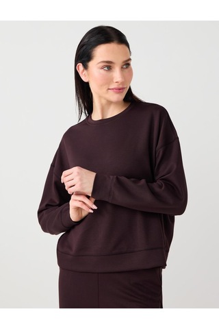 Jimmy Key Jimmy Key Acı Kahve Uzun Kollu Bisiklet Yaka Modal Örme Sweatshirt 5ww235403803 Kahverengi