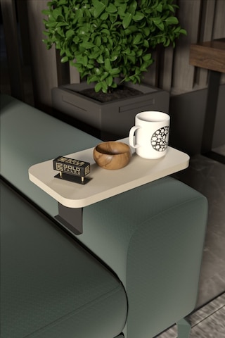 Yan Sehpa Ayarlanabilir Tepsi Dikdörtgen Dekoratif Modern Yatay Dikey Koltuk Sehpası Krem Krem