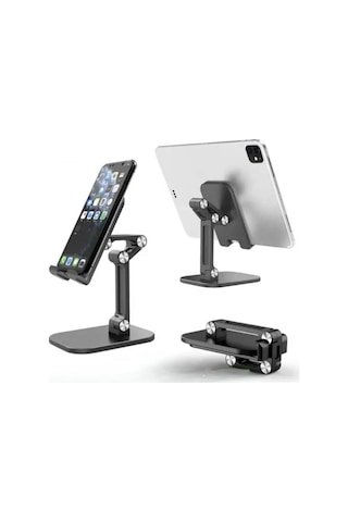 Kademeli Katlanabilir Masaüstü Telefon Tablet Standı Siyah