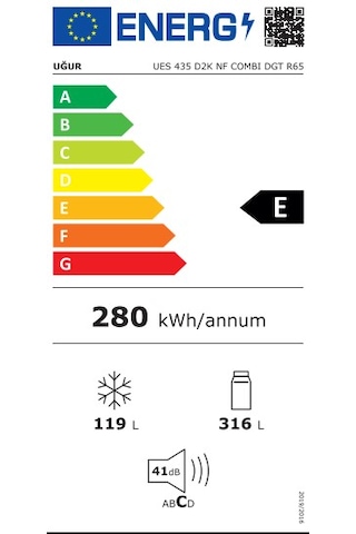 Uğur UES 435 D2K NF Kombi DGT R65 No-Frost Buzdolabı