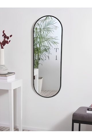 Model Alfa Dekoratif Ayna Duvar Aynası Konsol Aynası Mdf Elips Ayna 120x50 120 X 50 Siyah