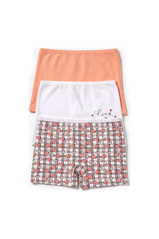 Öts Kız Çocuk 3 Lü Pamuklu Boxer Baskılı Ergonomik Tasarım 8707-3 Renkli